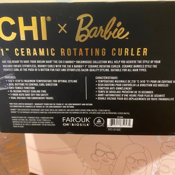 Chi Authentic Limited Ed Pink Barbie Hair Curler Ceramic Rotating Curling FullSz - Picture 13 of 13